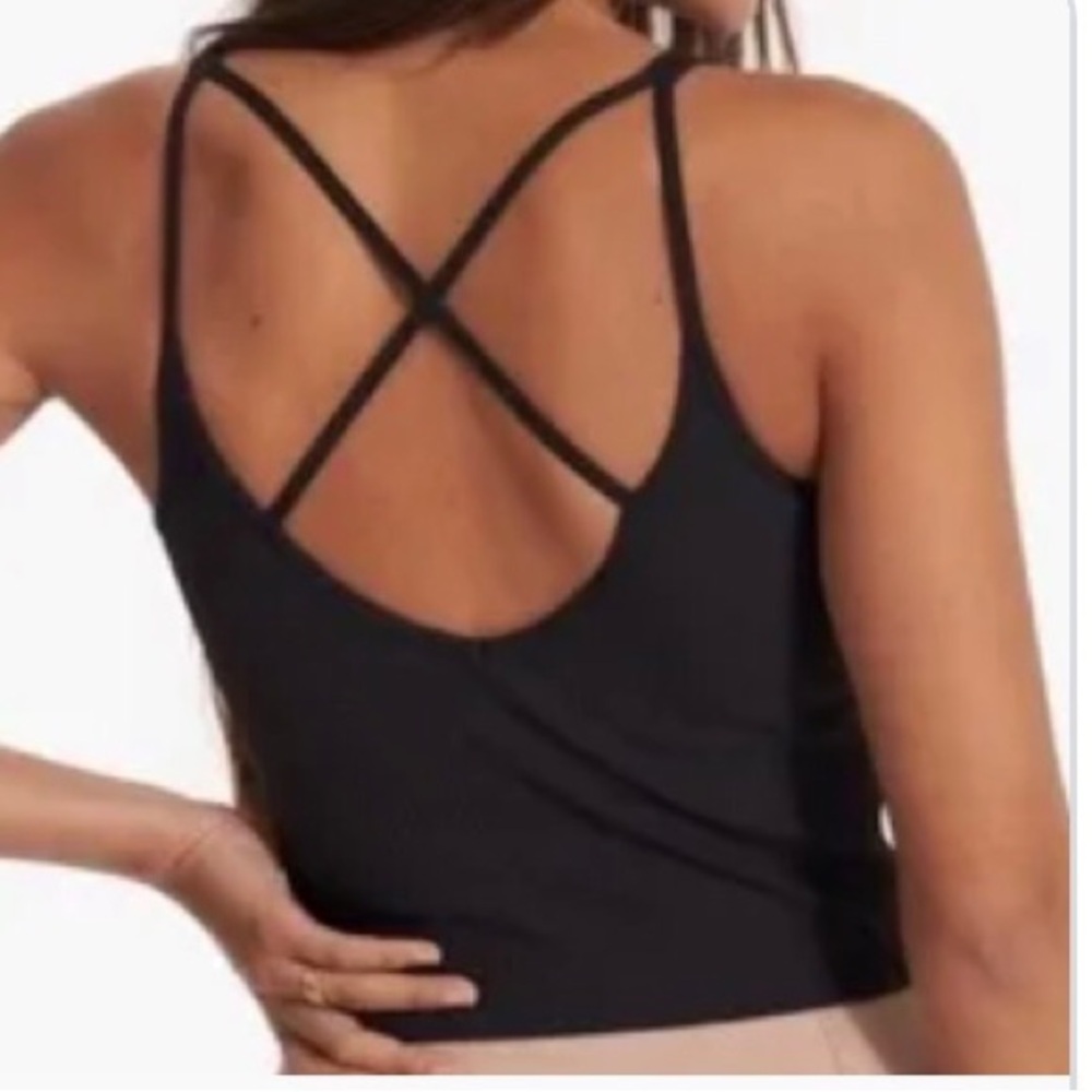 VUORI Black Strappy Back Tank Top - Women's Active Crop Size M